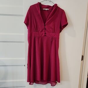 Old Navy Fuchsia Midi Dress with Button Detail